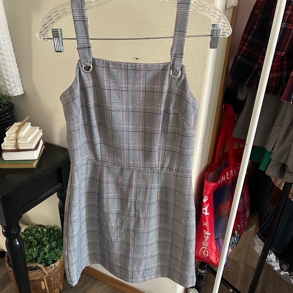 Bebop smal plaid overall jumper dress